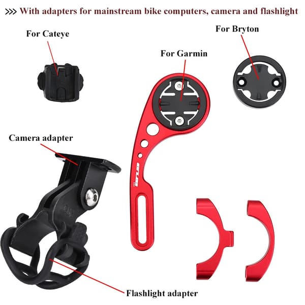 Adapter för förlängningsfäste i legering, röd cykeldator för landsvägscykel