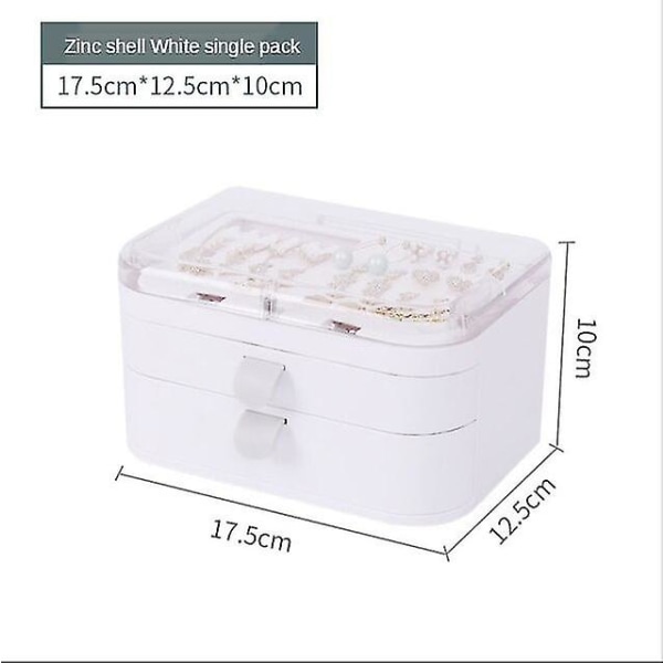 Kaksikerroksinen korulaatikko säilytyslaatikko korvakorusormuslaatikko White