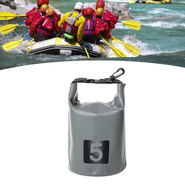 Moderne grå vanntett bøtteveske for rafting og camping utendørs (5L)