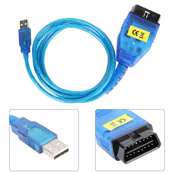 USB OBD-gränssnitt Diagnostikkabel för DCAN K CAN med Strömbrytare