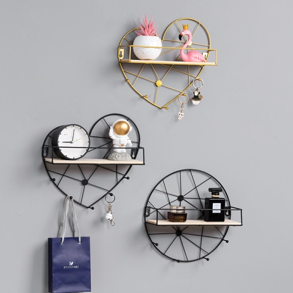 Square Hanging No Punch Wall Hylde - Sort 34*9*34cm,