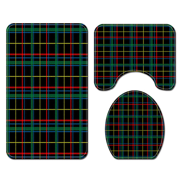 Klassinen ruudullinen printed suihkuverho WC-lattiamatto Suihkuverho neljäosainen set, A05,