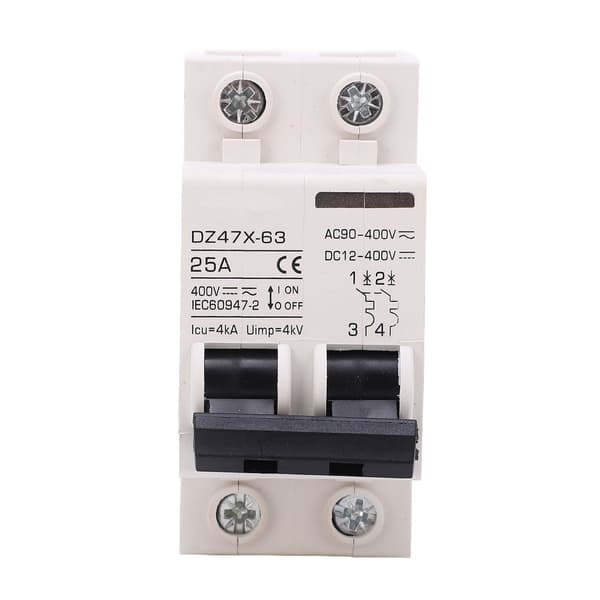 DZ47X 63 2P 25A 400V AC DC Miniature Strømafbryder DIN Skinne Montering Solenergisystem