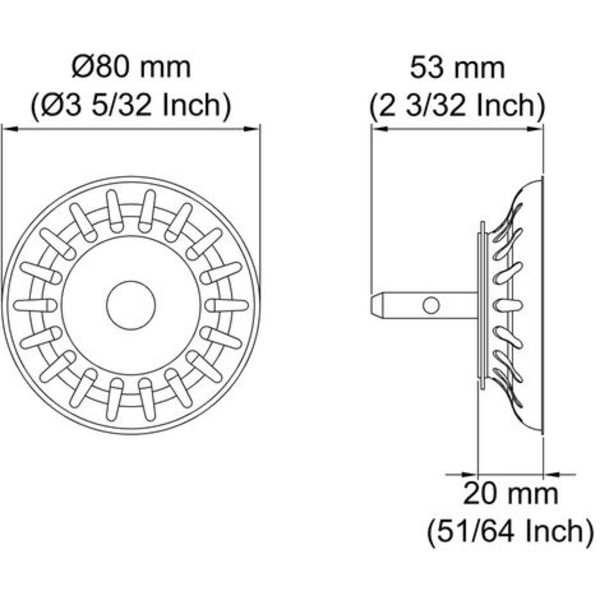 Diskproppar i rostfritt stål 2 st Diskproppar i rostfritt stål Köks- och badrumstillbehör, Ø 80 mm
