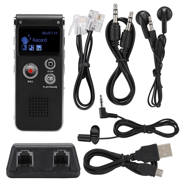 SK012 8G ABS Stemmeoptager Telefonoptagelse Tabsfri Musik Diktering