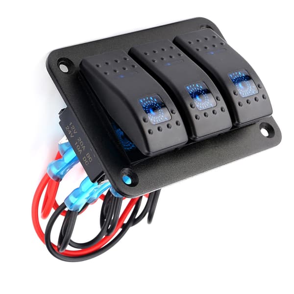 3-Gangs 12V til 24V Kontaktpanel med LED-lys til RV Bil Marinebåd