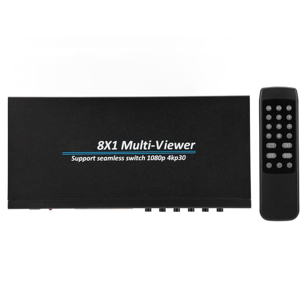 8x1 HD Multimedia Interface Skjermsplitter Multi Viewer Divider for Gaming Sikkerhetsovervåking 110-240V EU-plugg