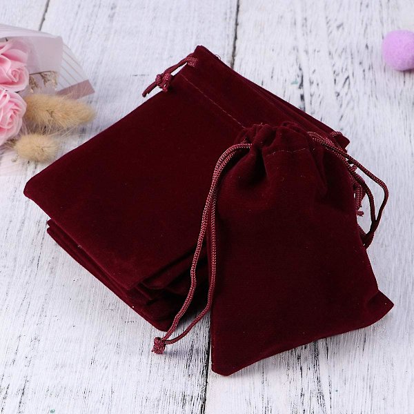 Flannel Snørelomme 10stk, Bourgogne, 9*12cm