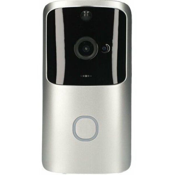 Trådlös Wi-Fi videodörrklocka 720P visuell realtidsintercom Videoklockadetektering 166° nattseende smart dörrklocka, grå