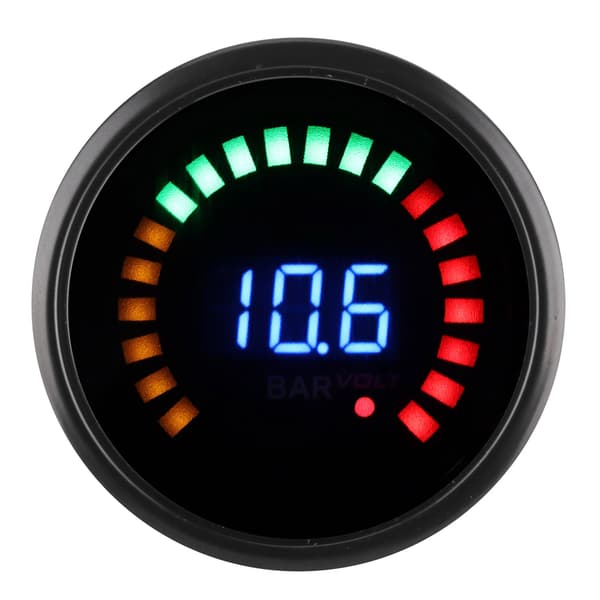 Universal Turbo Boost Måler Voltmeter 52mm LED Digital Display 12V 2 i 1 Meter Svart Skive