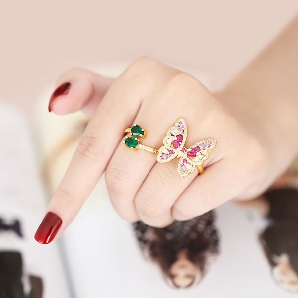 Ring Vintage Zircon Butterfly Fashion Smycken Ac10596 C