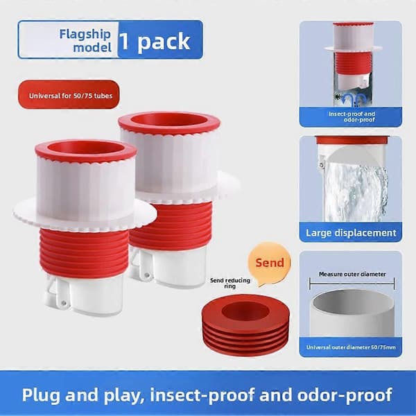 Avloppsbackflödesförseglingsplugg, luktsäker avloppspropp för diskbänk och hushållsavloppsrör 2pcs