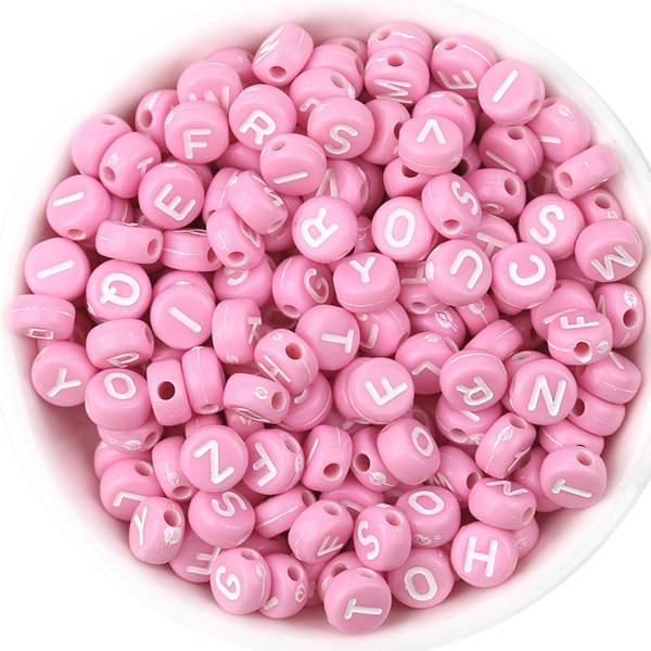 Akryl Alfabet Pärlor Multipurpose Göra själv smycken Tillbehör Kreativa armband Örhängen Pink