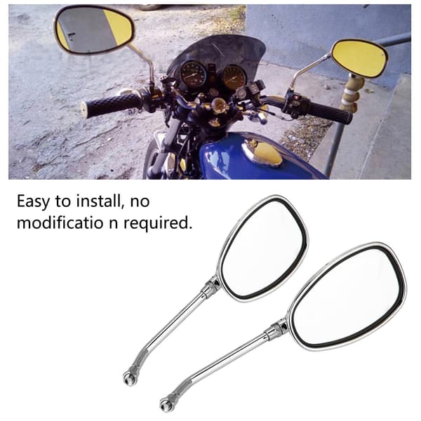 2 Set Svart Motorcykel Styret R Bar Retro Sidospegel 10mm