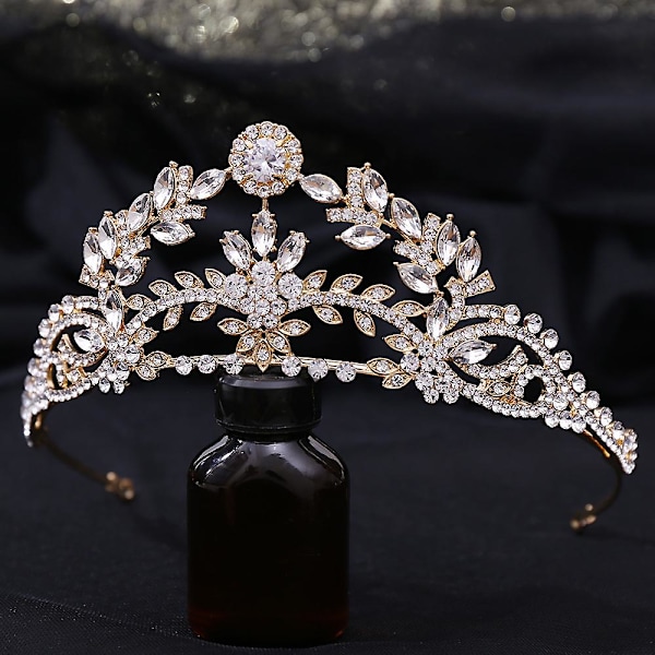 Kronsmycken Brudbröllopstillbehör Enkel Legering Diamant Brudklänning Smycken All-match KC Gold White Zirconium