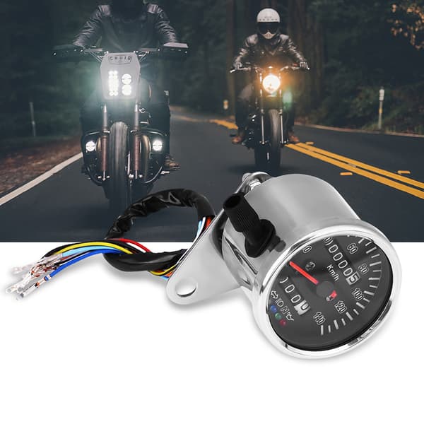 65 mm sort ansigt LED mekanisk motorcykel speedometer kilometertæller med indikator