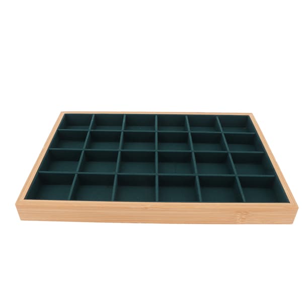 24 Rums Træ Smykkeskrin Halskæde Armbånd Display Organizer Grøn