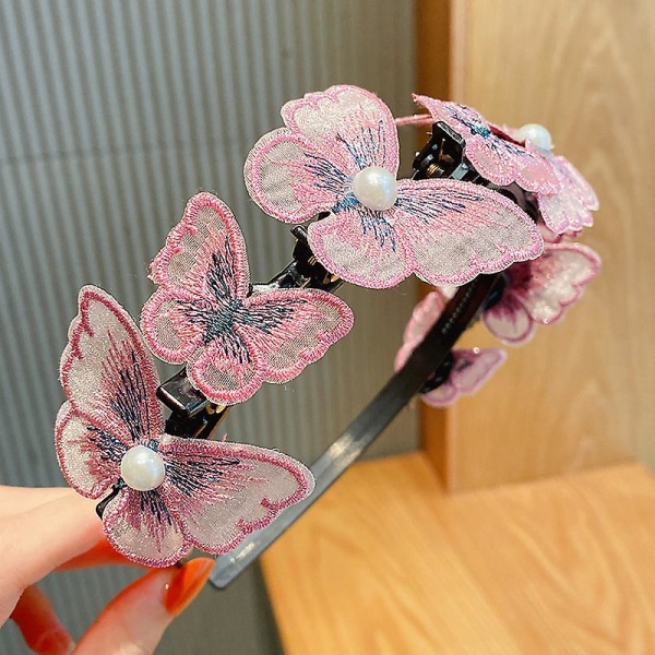 Söt frisyr för barn Pannband i koreansk stil Söt tecknad lugg Fast hårögla Huvudbonadspresenter 9Pink Bead Butterfly