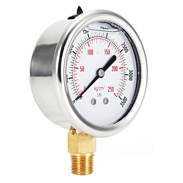 Hydraulisk bränsletrycksmätare i rostfritt stål, oljefylld 0-3500 PSI