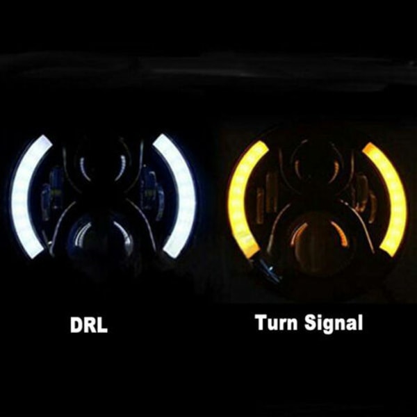 12V/24V motorcykel LED rund strålkastare Retro blinkerslampa 7 tums strålkastarbyte för Jeep Wrangler, modell: Bla