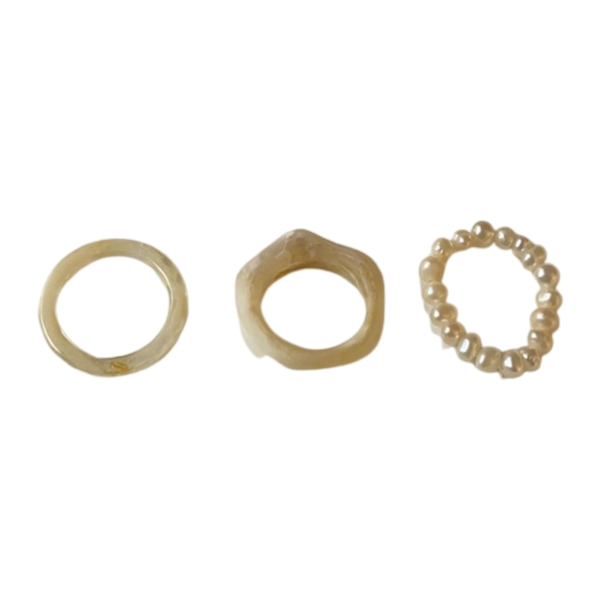 3st/ set Fingerringar Olika stilar All-match Enkel hudvänlig Transparent Faux Pearls Damringar för dejt Brown