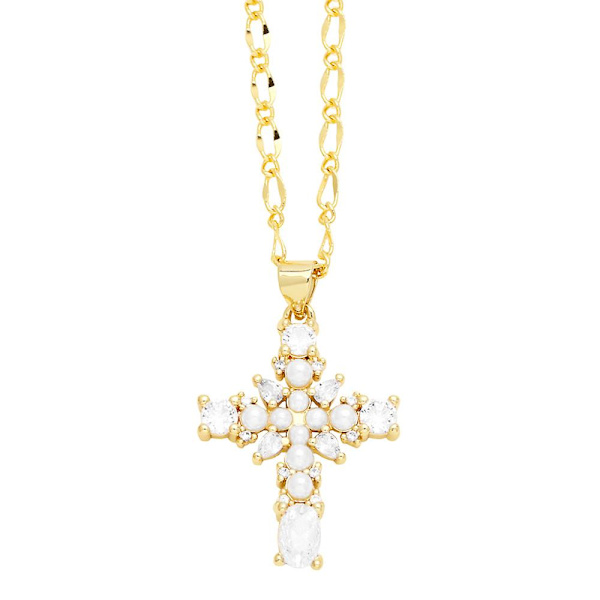 Halskæde Vintage Zircon Cross Fashion smykker Ac10768 Pink