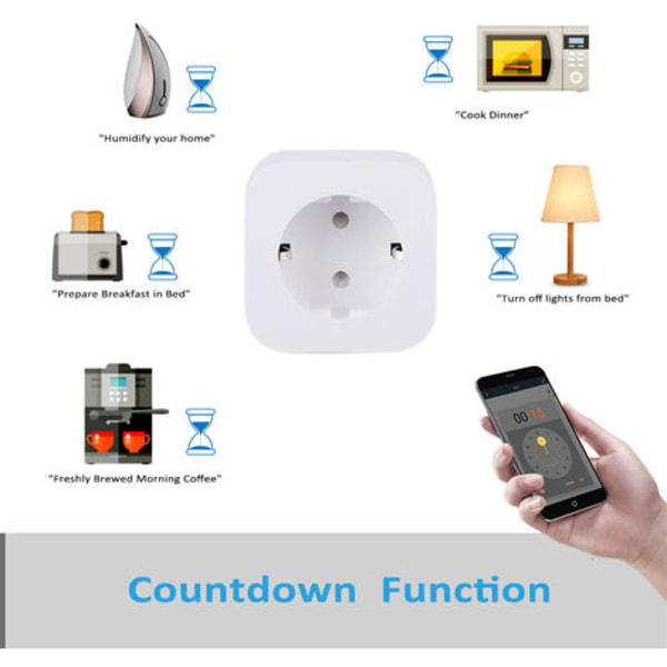 wifi smart strømstik stemmefjernbetjening til mobiltelefon, med strømmåling, 16A