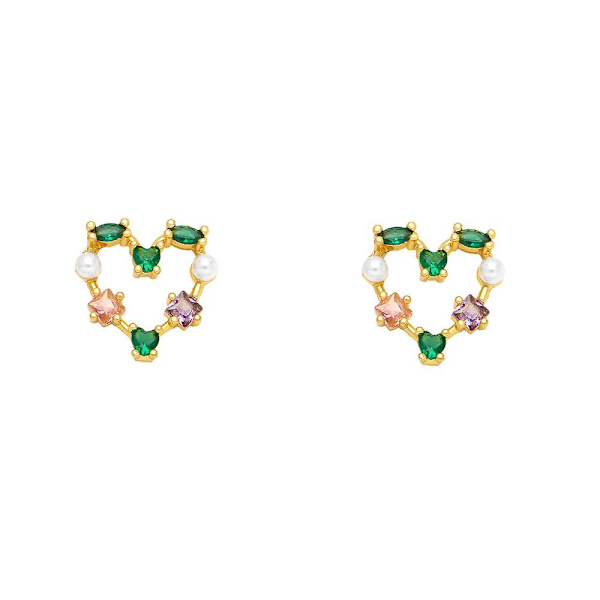 Örhängen Vintage Zircon Heart Stud Modesmycken Ac9450 Heart Stud