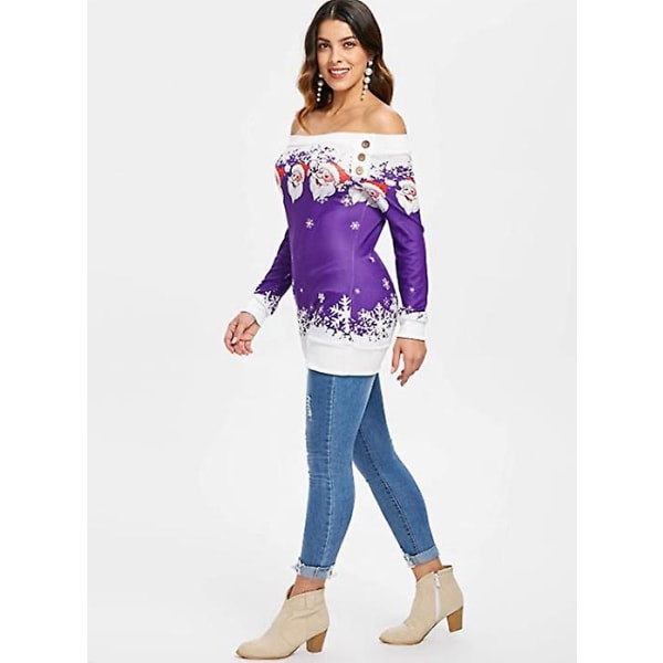 Langærmet Santa One Shoulder Sweatshirt, lilla, størrelse XL