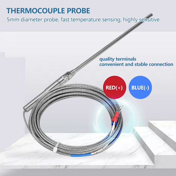 M8 K-typ termoelementsond temperatursensortråd 0-400 ℃ (5m)