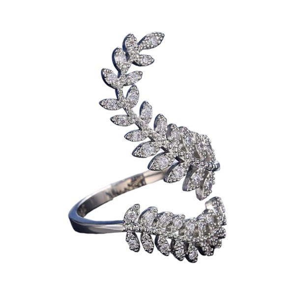 Knuckle Ring Silver Färg Graciös öppning Bladform Justerbar Bröllop Finger Ring Gift