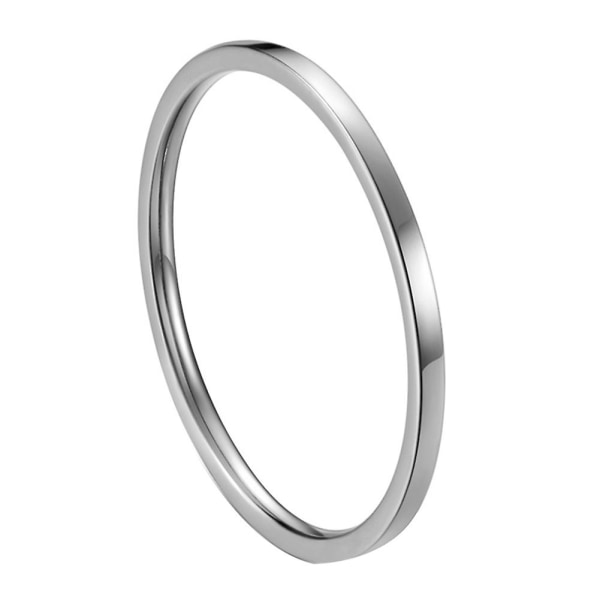 Dammode Slät Tunn Titanstål Band Finger Ring Bröllop Smycken Present Silver Us7