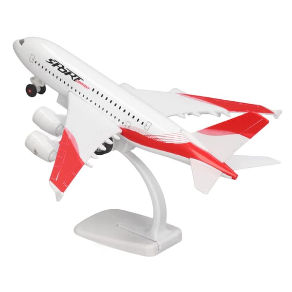 Rød Passagerfly Model Legetøjsfly med 5 Lys Display Stand