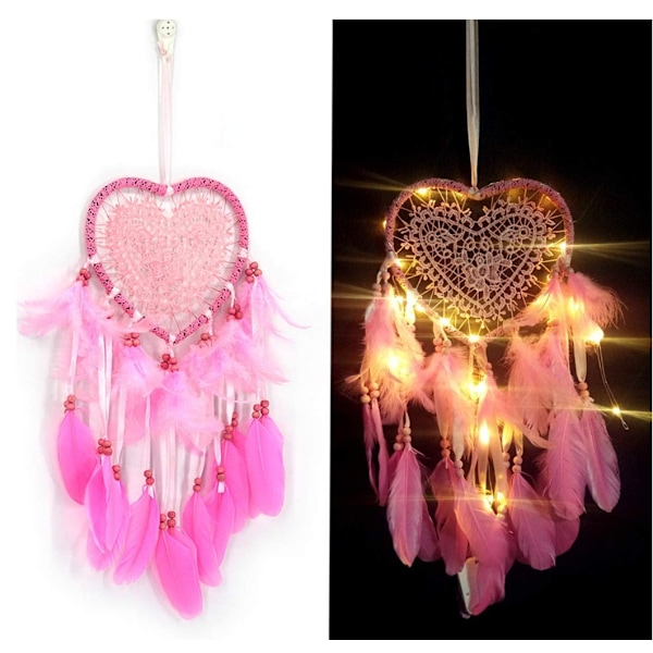 Creative Hollow Love Dream Catcher (Pink with Light)