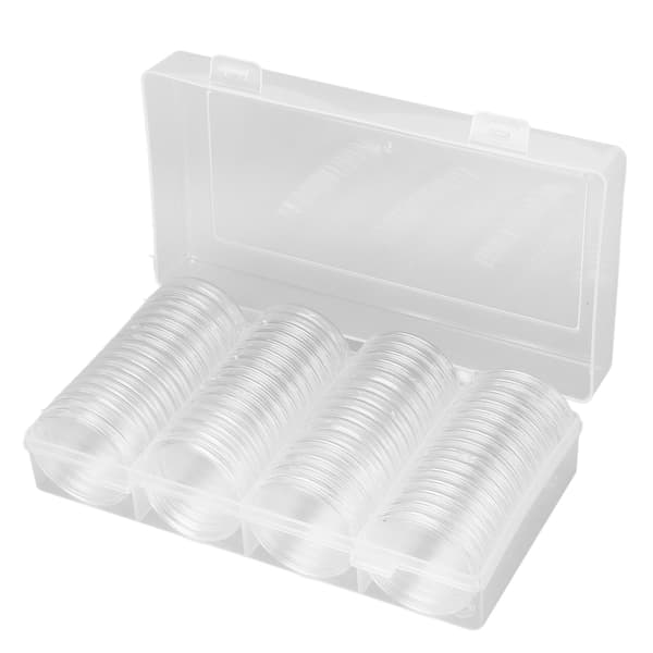 Klar 60-pack 41 mm myntkapslar förvaringslåda för myntsamlare