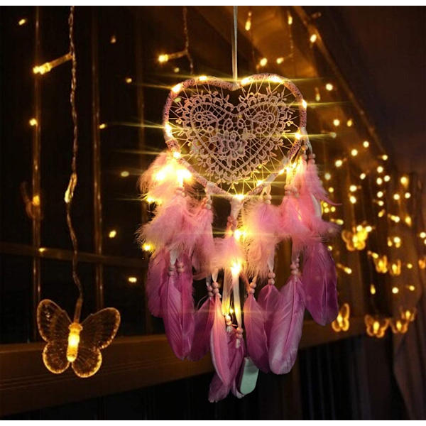 Creative Hollow Love Dream Catcher (Pink with Light)