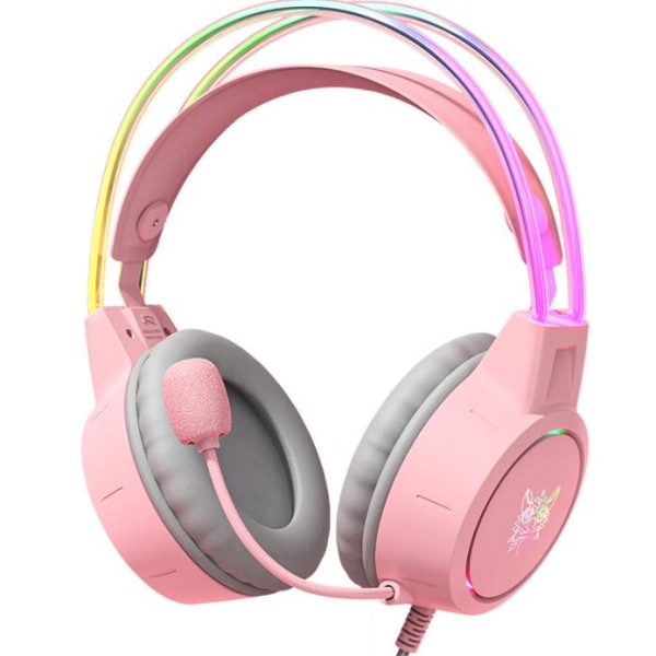 Oplyst kablet gaming-headset (pink)
