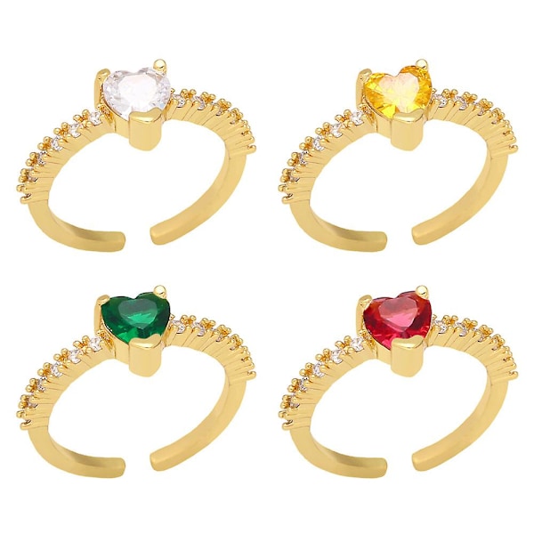Ring Vintage Zircon Heart Stud Modesmycken Ac8573 Pink
