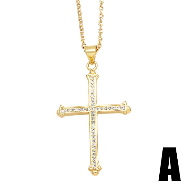Halsband Vintage Zircon Cross Modesmycken Ac8693 C