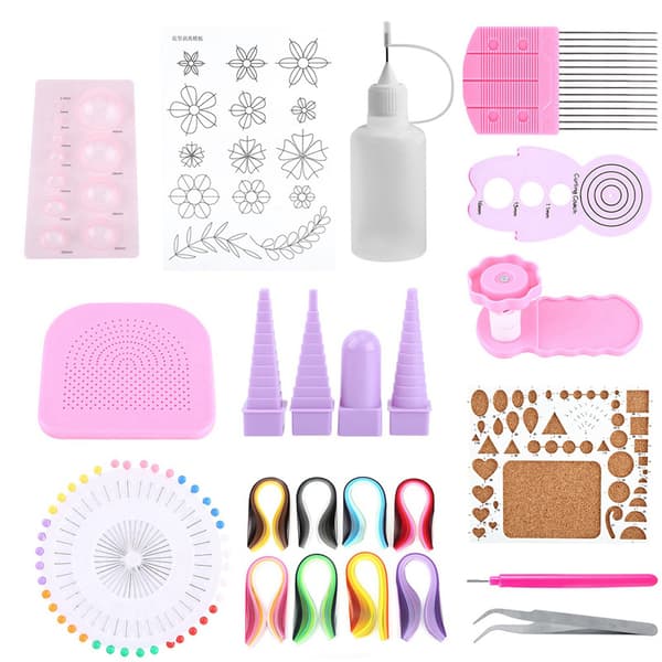 DIY Quilling Papirhåndværkssæt med spaltede værktøjer, strimler og pincet - perfekt til dekoration