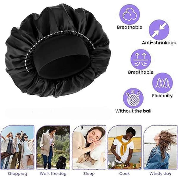 Satin Bonnet Hår Bonnet Sovehat Hårpleje Bonnet Nathue Hår Badehætte Til Kvinder Mænd Hætte Bonnet, Ny 2026
