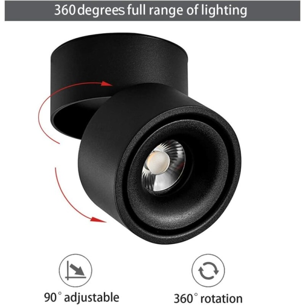 Svart och vit hopfällbar COB LED-spotlight (svart neutralt ljus 10W)