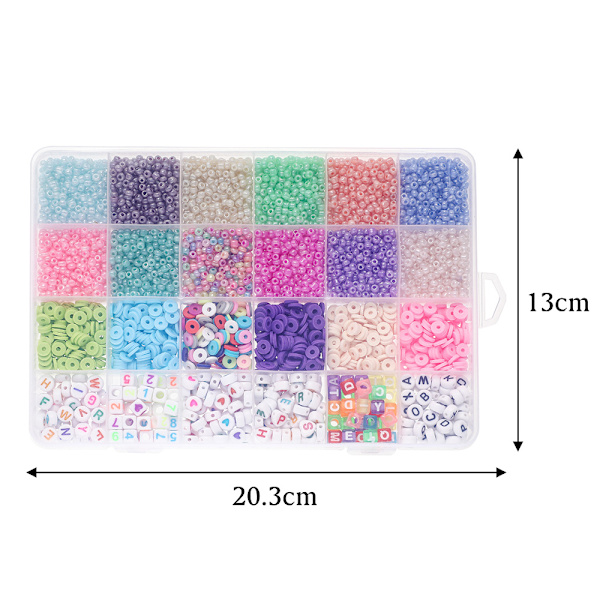 Macaroon farve hirse perler bløde keramik bogstavperler 24 gitter DIY box sæt