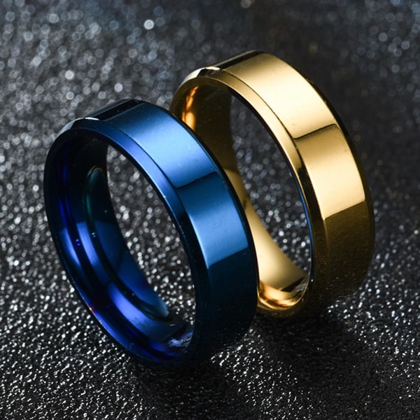 Bred anti-rost män ring rostfritt stål enkel utsökt förlovningsring mode smycken Blue US 12
