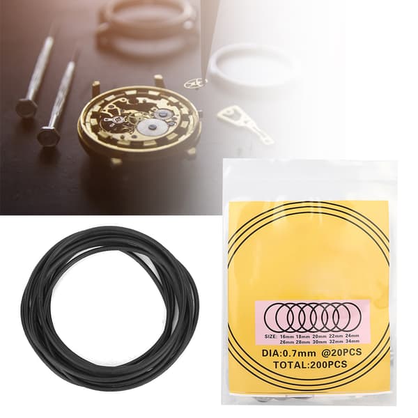 200 st 0,7 mm O-ring Vattentät Klocka Baksida Packning Tätningsreparationsverktyg