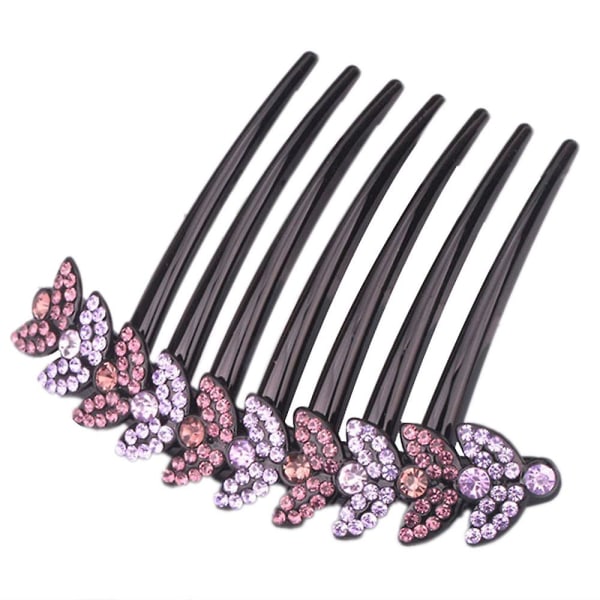 Syv-tands Rhinestone Hair Comb Bun Hovedbeklædning Smykker dagligt matchende tilbehør Dark Purple