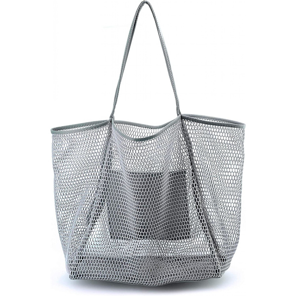 Mesh Beach Tote Dame Skulder Håndtaske A916-624 Gray