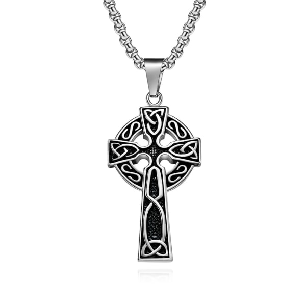 Vintage Celtic Knot Cross Titanium stål halskæde