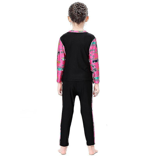 3st Barn Flickor Muslim Modest Baddräkt Burkini Islamiska Badkläder Strandkläder Black 7-8 Years