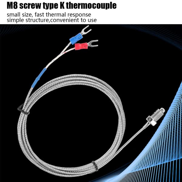 M8 Skruv Typ K Termoelement Temperatursensor Kabel 0-400℃ 2m